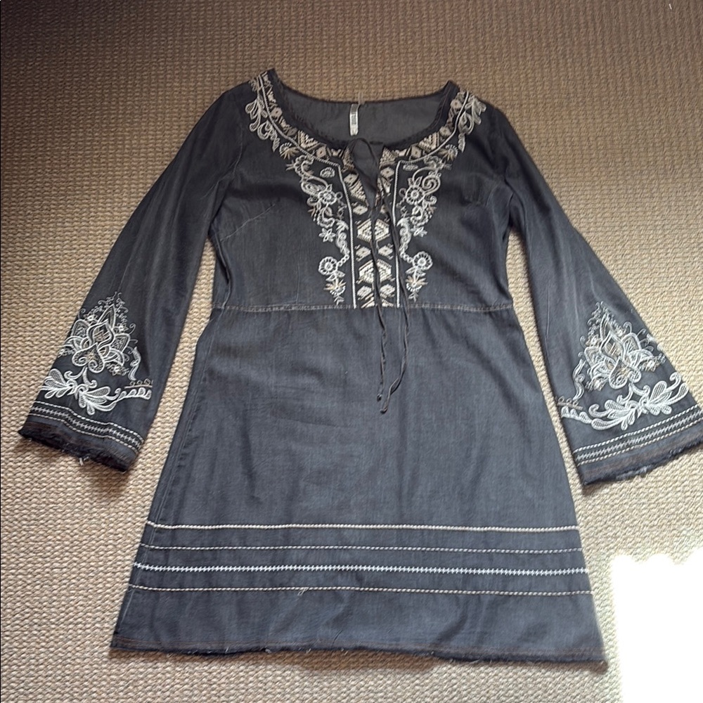 Embroidered Gray Dress
